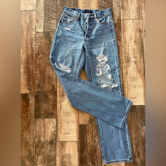 AEROPOSTALE 90s Baggy Distressed Jeans Size 00 - Picture 2 of 6